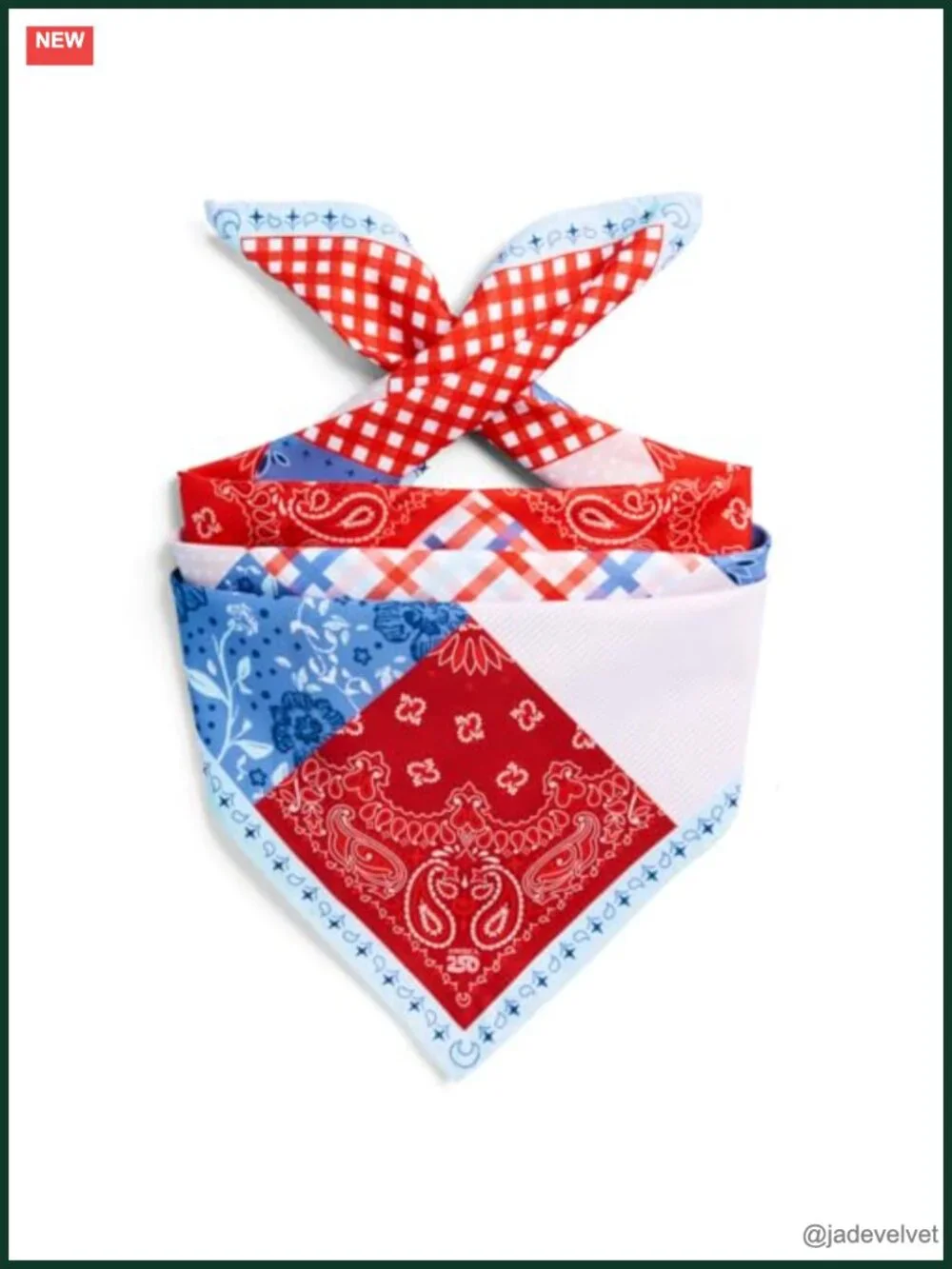 Patriotic Patchwork Bandana, Polyester, 27x27in, Fashion Scarf